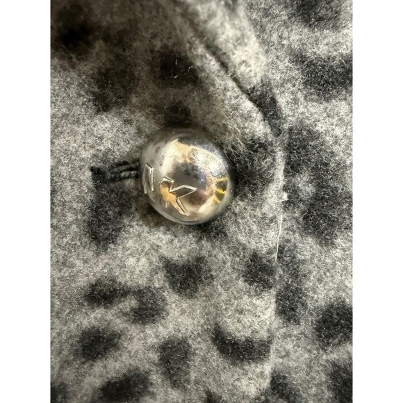 Michael Kors Leopard Print Fuzzy Coat – Size Medium Faux Wool Blazer Peacoat - Picture 8 of 8
